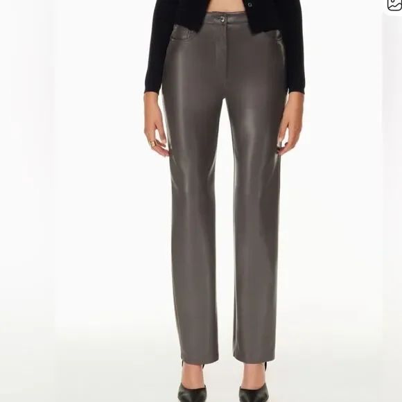 Aritzia Wilfred The Melina Wilfred Gray Vegan Leather Pants Women’s 2 - Picture 1 of 6